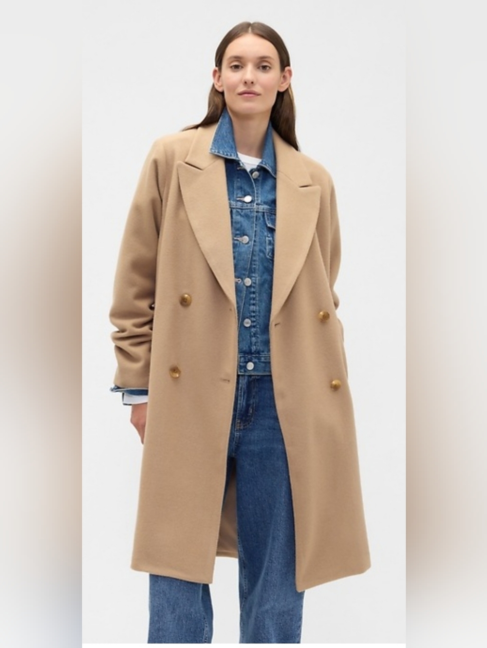 GAP Double-Breasted Camel Pea Coat Size L, New With Tags!